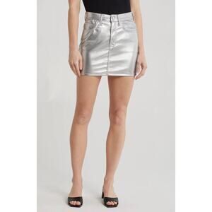 MOTHER The Vagabond Mini Skirt in Silver Dagger Size 25